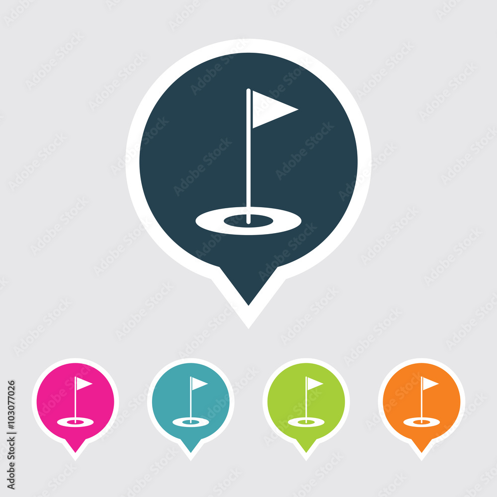 Aufkleber very useful editable flag icon on different colored pointer shape. eps-10.
