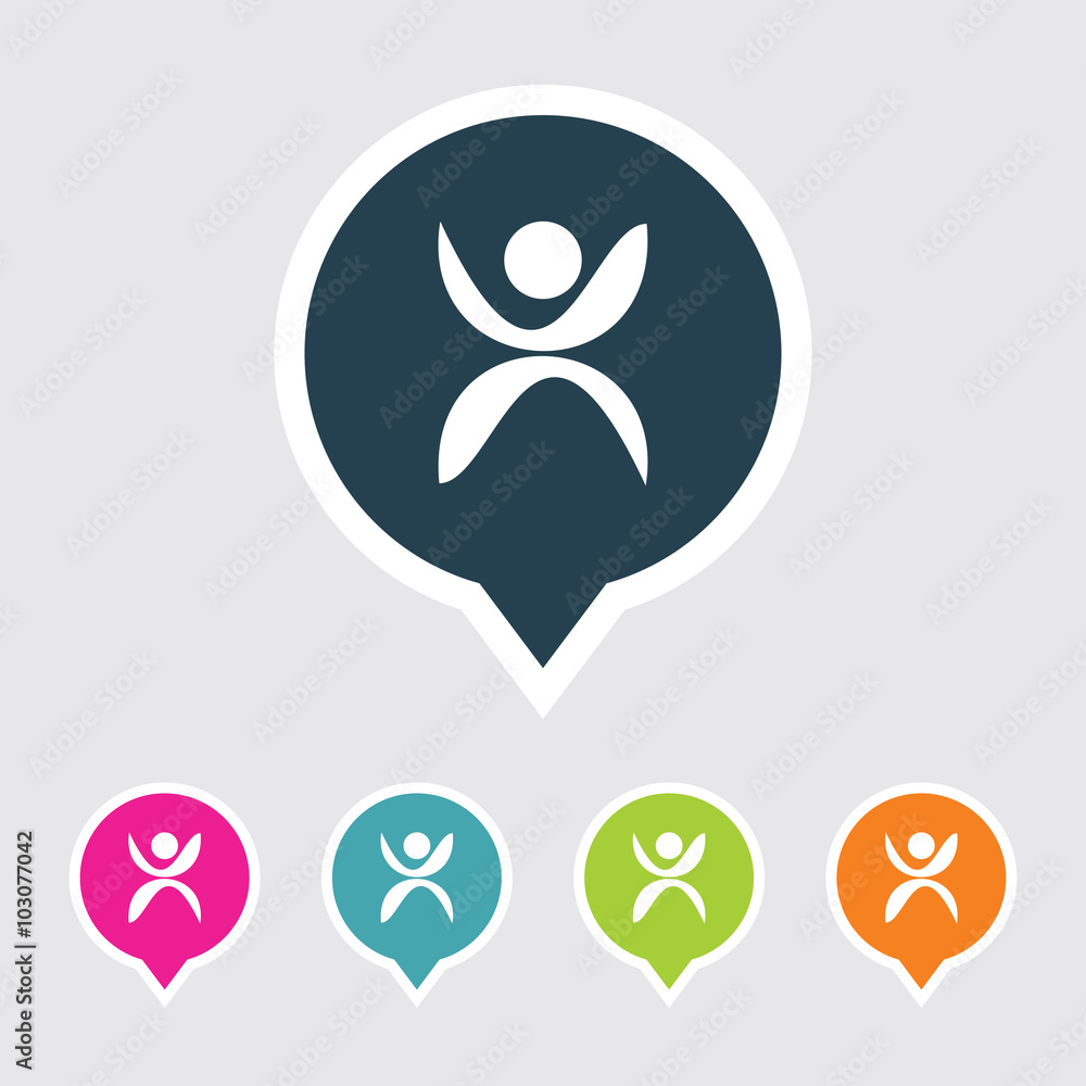 Poster very useful editable human icon on different colored pointer shape. eps-10.