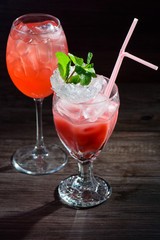 Strawberry margarita cocktail on the bar