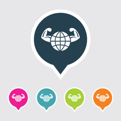 Very Useful Editable Healthy World Icon on Different Colored Pointer Shape. Eps-10.