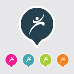 Very Useful Editable Jumping Man Icon on Different Colored Pointer Shape. Eps-10.