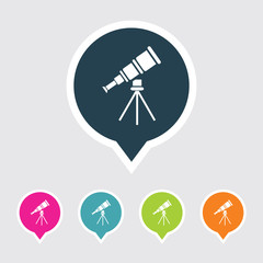 Very Useful Editable Telescope Icon on Different Colored Pointer Shape. Eps-10.