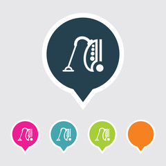 Very Useful Editable Vacuum Cleaner Icon on Different Colored Pointer Shape. Eps-10.