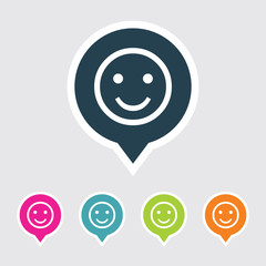 Very Useful Editable Smiley Icon on Different Colored Pointer Shape. Eps-10.