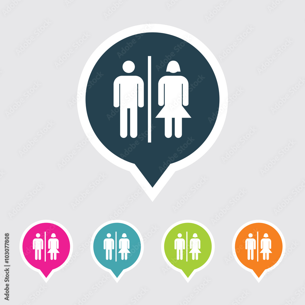Poster very useful editable facility icon on different colored pointer shape. eps-10.