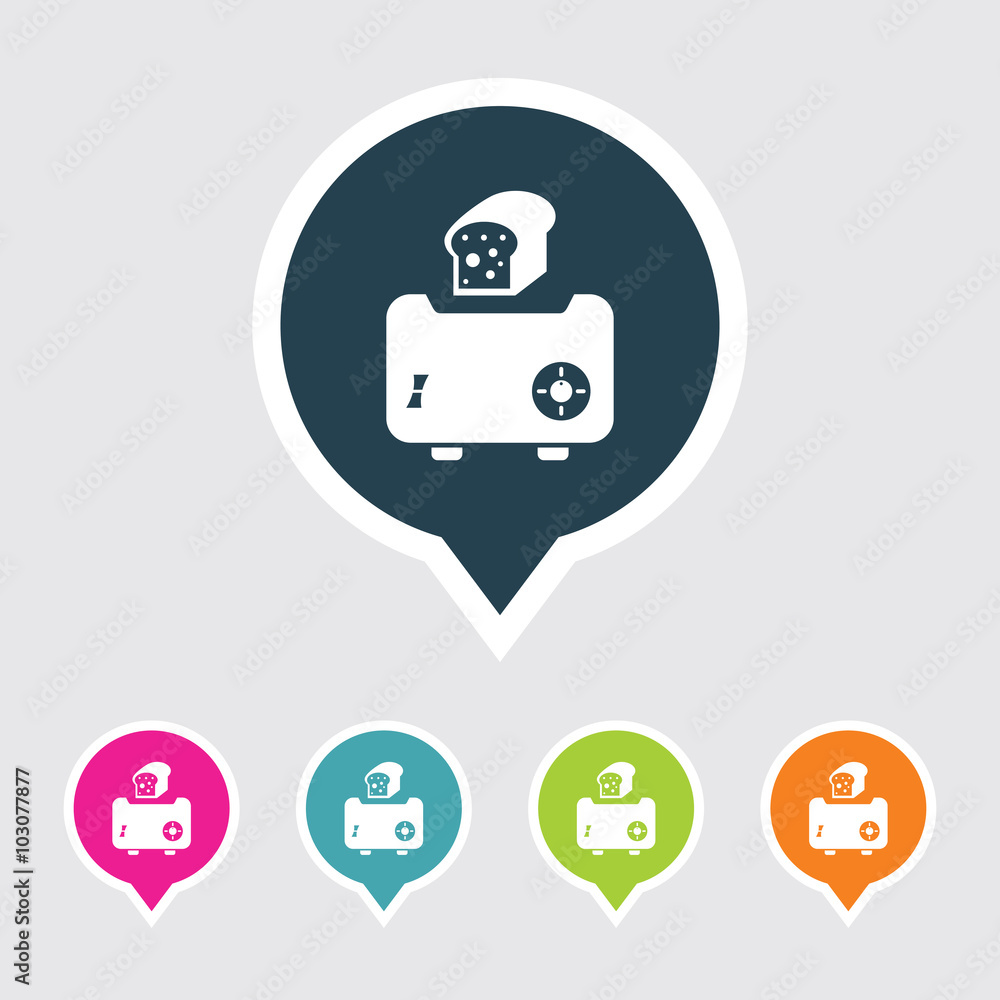 Aufkleber very useful editable toaster icon on different colored pointer shape. eps-10.