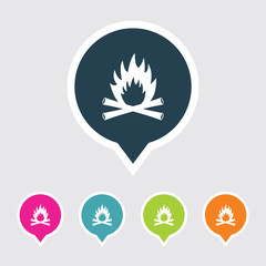 Very Useful Editable Fire Icon on Different Colored Pointer Shape. Eps-10.