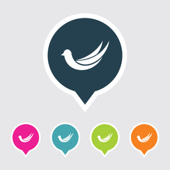 Very Useful Editable Bird Icon on Different Colored Pointer Shape. Eps-10.