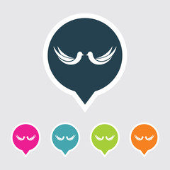 Very Useful Editable Bird Icon on Different Colored Pointer Shape. Eps-10.