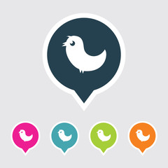 Very Useful Editable Bird Icon on Different Colored Pointer Shape. Eps-10.