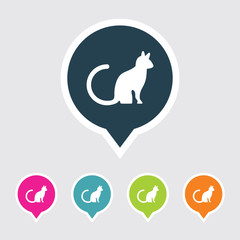 Very Useful Editable Cat Icon on Different Colored Pointer Shape. Eps-10.