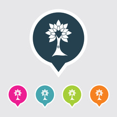 Fototapeta premium Very Useful Editable Tree Icon on Different Colored Pointer Shape. Eps-10.