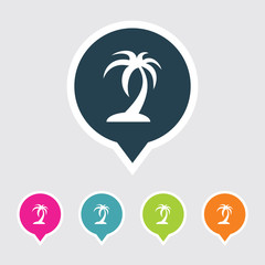 Very Useful Editable Palm Tree Icon on Different Colored Pointer Shape. Eps-10.