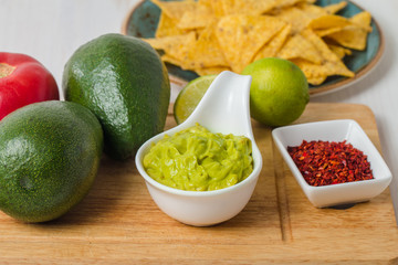 Ingredients for Guacamole and Guacamole dip