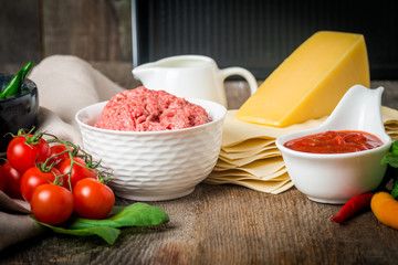 ingredients for cooking Italian lasagna