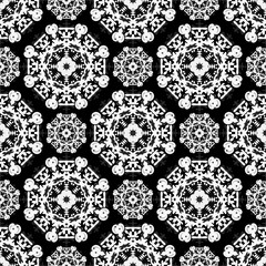 Vintage elements. Monochrome beautiful seamless pattern. Vector illustration