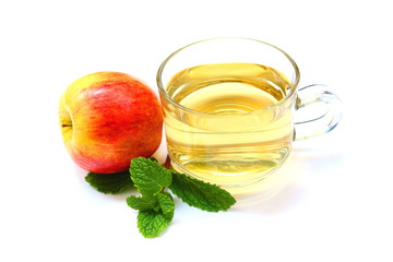 Apple juice with mint leaf
