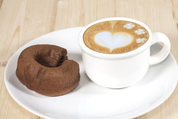 donut cake on wood table