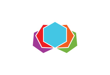 Abstract colorful hexagon design logo