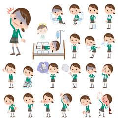 school girl Green Blazer About the sickness
