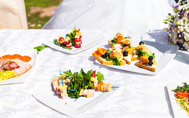 Fingerfood on appetizer table