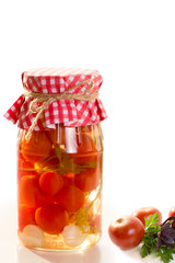 Bank with homemade preserves.