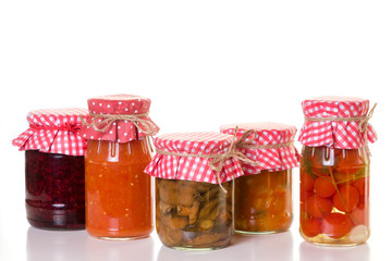 Banks with homemade preserves.