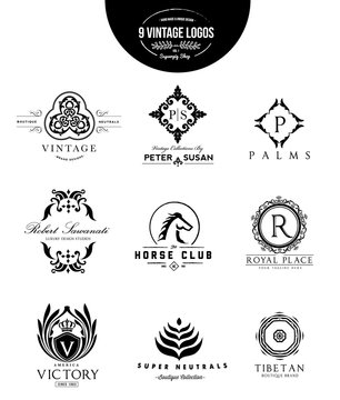 Luxury logo set,logo collection,boutique identity,real estate,property,royalty logo,hotel logo,crest logo,Victorian style logo,Vector Logo Template.
