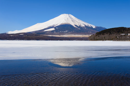 Mount Fuji and Lake Yamanaka in Winter