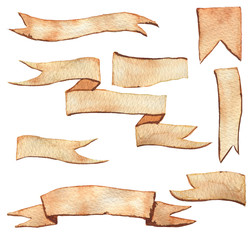 Watercolor ribbons set