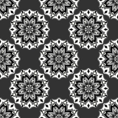 Vintage elements. Monochrome beautiful seamless pattern. Vector illustration