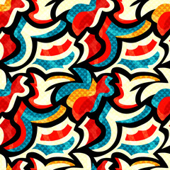Fototapeta na wymiar Graffiti bright psychedelic seamless pattern vector illustration