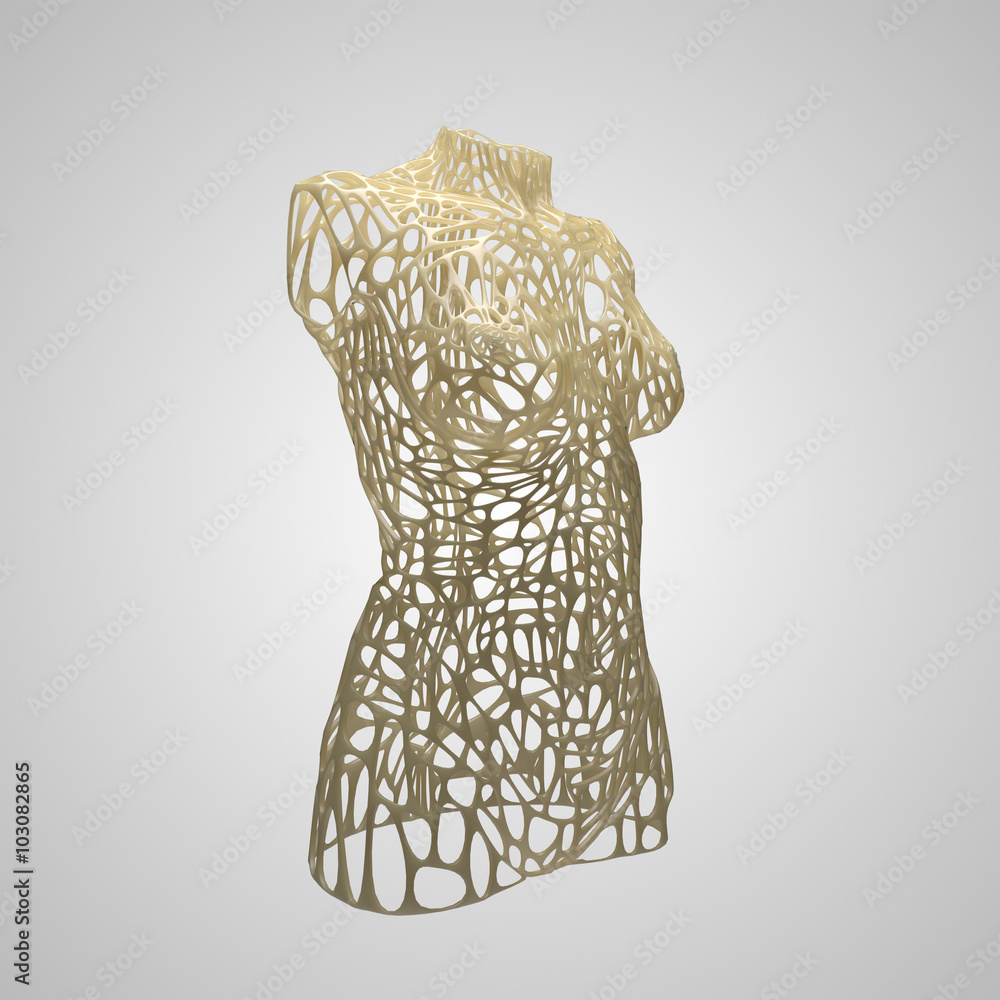 Poster abstract background with 3d geometry form with voronoi like patterns.
