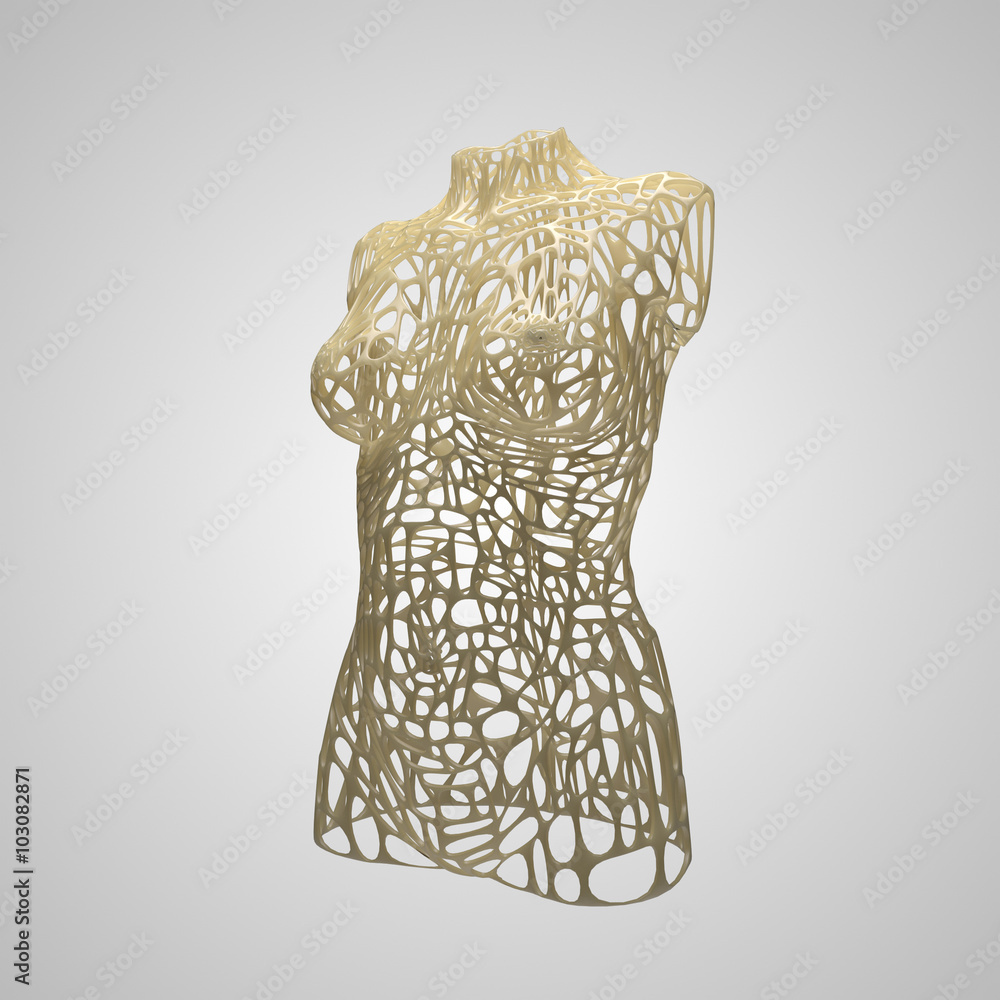 Poster abstract background with 3d geometry form with voronoi like patterns.