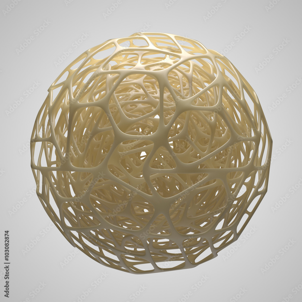 Poster abstract background with 3d geometry form with voronoi like patterns.