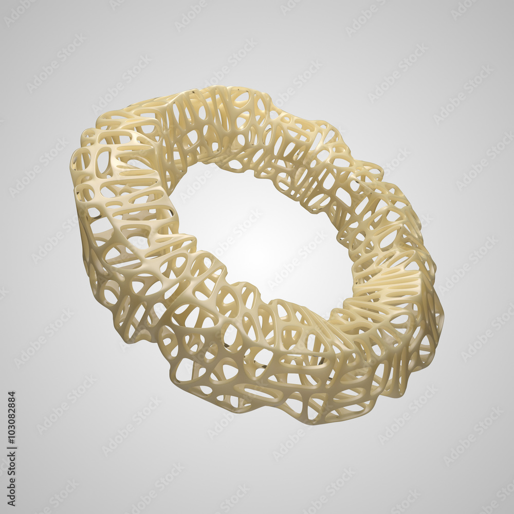 Poster abstract background with 3d geometry form with voronoi like patterns.
