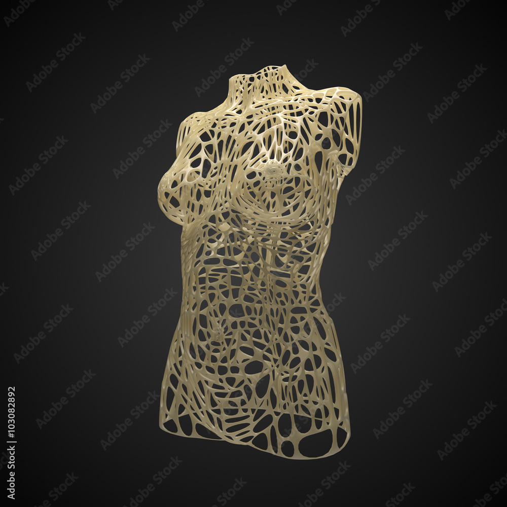 Poster abstract background with 3d geometry form with voronoi like patterns.