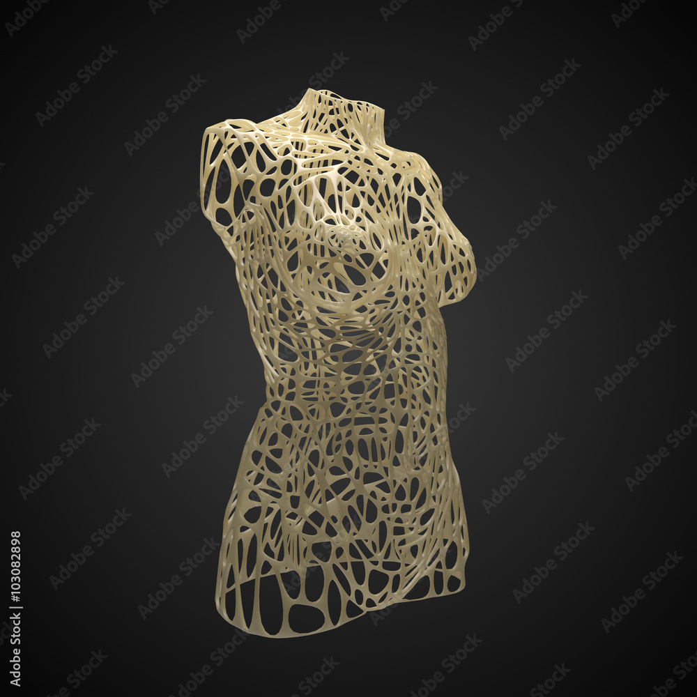 Poster abstract background with 3d geometry form with voronoi like patterns.