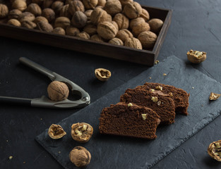 Chocolate brownies and nuts