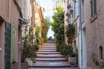 ANTIBES, FRANCE, on JANUARY 11, 2016. Typical urban view in the winter sunny day. Antibes - one of...