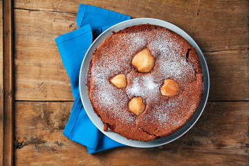 chocolate cake with pears