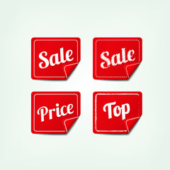 Set Of red square SALE stickers