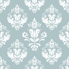 Fototapeta premium Oriental vector classic blue and white ornament. Seamless abstract background