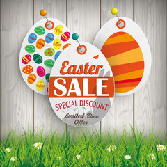 Easter Sale Eggs Price Stickers Grass Pins