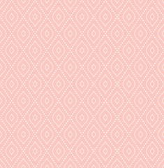 Geometric repeating vector ornament with diagonal dotted lines. Seamless abstract modern pattern