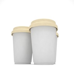 Three paper coffee cups