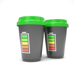 Three paper coffee cups