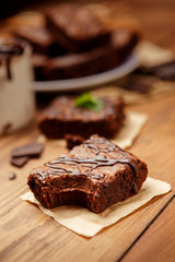 Plate with delicious chocolate brownies