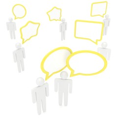 people with talk bubbles isolated over a white background