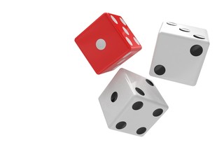 three dices on white